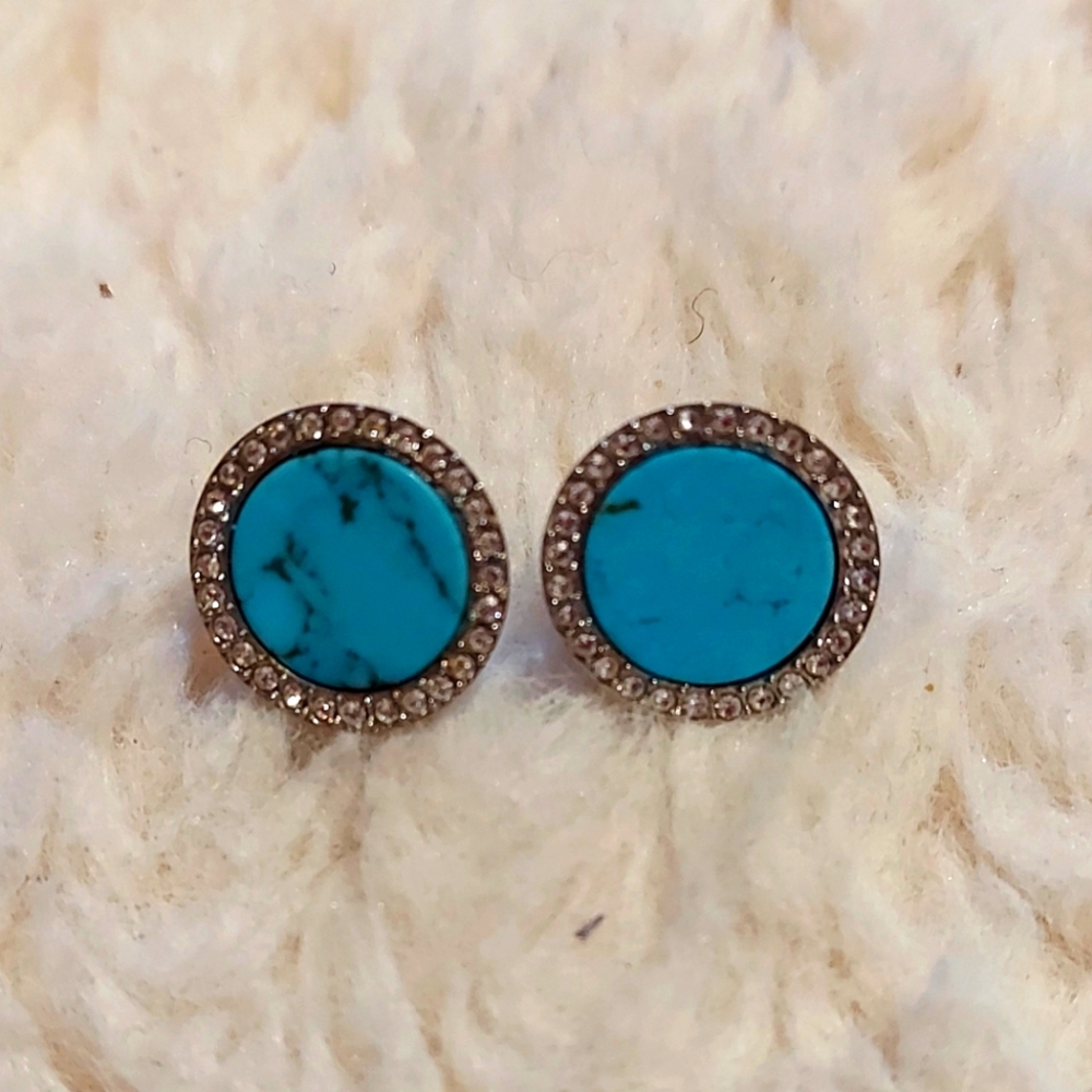 Michael Kors Turquoise and CZ Stud Earrings